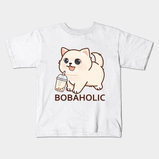 Bobaholic Kitten! Kids T-Shirt